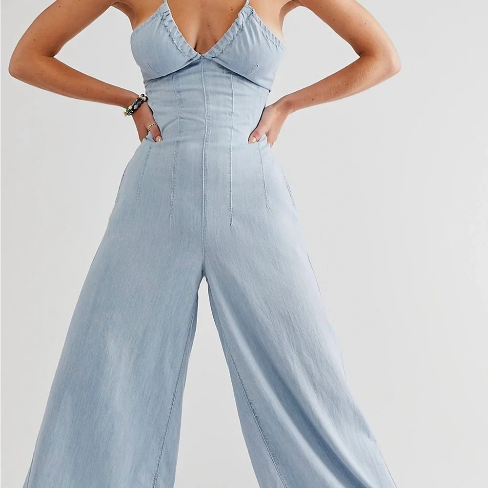 Free People Denim Jumpsuit-S- NWT - Picture 3 of 13